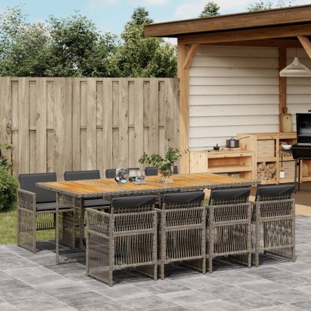 Set comedor jardín 9 pzas y cojines ratán sintético gris by , Garden sets - Ref: Foro24-3210926, Price: 578,02 €, Discount: %