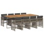 Set comedor jardín 9 pzas y cojines ratán sintético gris by , Garden sets - Ref: Foro24-3210926, Price: 578,02 €, Discount: %