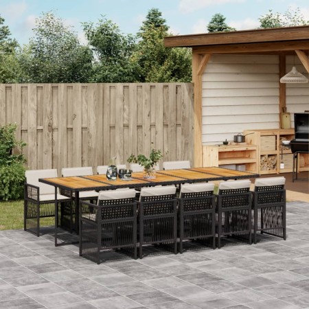 Set de comedor jardín 11 pzas con cojines ratán sintético negro von , Gartensets - Ref: Foro24-3210939, Preis: 865,94 €, Raba...