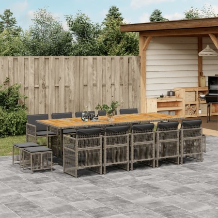 Set comedor de jardín con cojines 15 pzas ratán sintético gris by , Garden sets - Ref: Foro24-3210998, Price: 852,35 €, Disco...