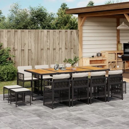 Set comedor de jardín con cojines 13 pzas ratán sintético negro von , Gartensets - Ref: Foro24-3210987, Preis: 802,39 €, Raba...