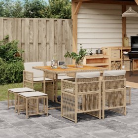 Set comedor de jardín 9 pzas con cojines ratán sintético beige von , Gartensets - Ref: Foro24-3210964, Preis: 394,08 €, Rabat...