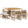 Set comedor de jardín 9 pzas con cojines ratán sintético beige de , Conjuntos de jardín - Ref: Foro24-3210964, Precio: 376,53...