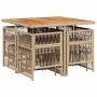 Set comedor de jardín 9 pzas con cojines ratán sintético beige de , Conjuntos de jardín - Ref: Foro24-3210964, Precio: 376,53...