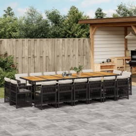 Set de muebles jardín 17 pzas con cojines ratán sintético negro de , Conjuntos de jardín - Ref: Foro24-3211071, Precio: 953,13 €