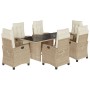 Set comedor de jardín 7 pzas con cojines ratán sintético beige by , Garden sets - Ref: Foro24-3212692, Price: 854,36 €, Disco...