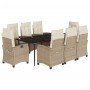 Set comedor de jardín 9 pzas con cojines ratán sintético beige de , Conjuntos de jardín - Ref: Foro24-3212811, Precio: 1,00 €...