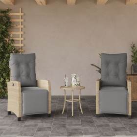Sillón reclinable jardín reposapiés 2 uds ratán PE beige mezcla von , Gartenstühle - Ref: Foro24-365245, Preis: 284,02 €, Rab...
