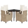 Set comedor de jardín 5 pzas con cojines ratán sintético beige by , Garden sets - Ref: Foro24-3212813, Price: 547,34 €, Disco...