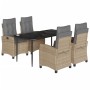 Set comedor de jardín 5 pzas con cojines ratán sintético beige by , Garden sets - Ref: Foro24-3212826, Price: 580,42 €, Disco...
