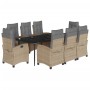 Set comedor de jardín 9 pzas con cojines ratán sintético beige von , Gartensets - Ref: Foro24-3212830, Preis: 1,00 €, Rabatt: %