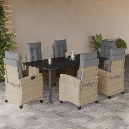 Set comedor de jardín 7 pzas con cojines ratán sintético beige by , Garden sets - Ref: Foro24-3212839, Price: 926,78 €, Disco...