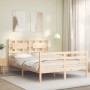 Bed frame with solid wood headboard 120x200 cm by vidaXL, Beds and slatted bases - Ref: Foro24-3194436, Price: 118,85 €, Disc...