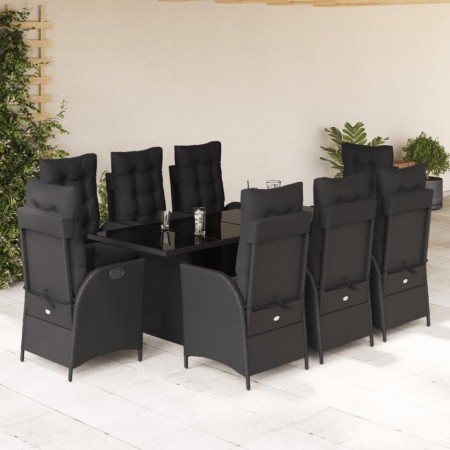 Set de comedor de jardín 9 pzas y cojines ratán sintético negro de , Conjuntos de jardín - Ref: Foro24-3213353, Precio: 1,00 ...