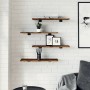 Estantes pared 4 uds madera ingeniería roble humo 60x20x1,5 cm