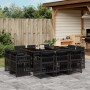 Set de comedor jardín 11 pzas con cojines ratán sintético negro