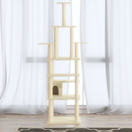 Kratzbaum für Katzen mit cremefarbenen Sisalstämmen, 183 cm von vidaXL, Katzenmöbel - Ref: Foro24-171482, Preis: 85,69 €, Rab...