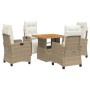 Set comedor de jardín 5 pzas con cojines ratán sintético beige by , Garden sets - Ref: Foro24-3277412, Price: 607,75 €, Disco...