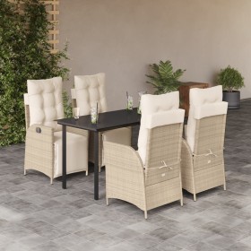 Set comedor de jardín 5 pzas con cojines ratán sintético beige de , Conjuntos de jardín - Ref: Foro24-3213443, Precio: 613,66 €