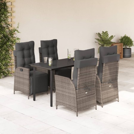 Set comedor de jardín 5 piezas con cojines ratán sintético gris by , Garden sets - Ref: Foro24-3213429, Price: 630,20 €, Disc...