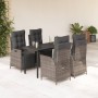 Set comedor de jardín 5 piezas con cojines ratán sintético gris by , Garden sets - Ref: Foro24-3213429, Price: 630,20 €, Disc...