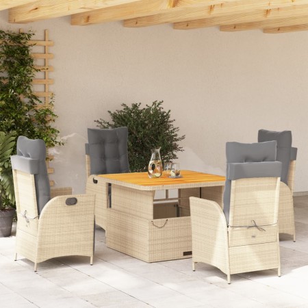 Set comedor de jardín 5 pzas con cojines ratán sintético beige by , Garden sets - Ref: Foro24-3277486, Price: 653,29 €, Disco...