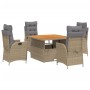Set comedor de jardín 5 pzas con cojines ratán sintético beige by , Garden sets - Ref: Foro24-3277486, Price: 653,29 €, Disco...