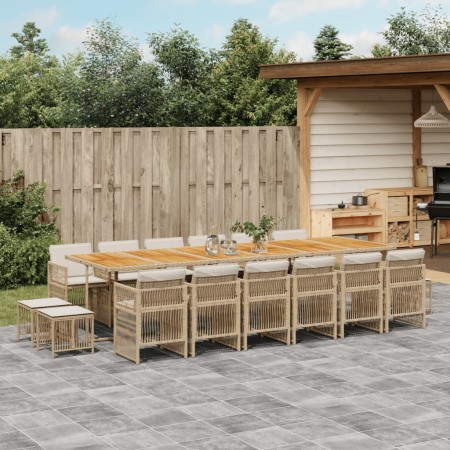 Set comedor de jardín 17 pzas con cojines ratán sintético beige von , Gartensets - Ref: Foro24-3211012, Preis: 1,00 €, Rabatt: %