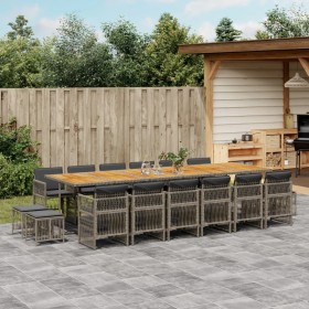 Set comedor de jardín 17 pzas y cojines ratán sintético gris by , Garden sets - Ref: Foro24-3211010, Price: 984,67 €, Discoun...