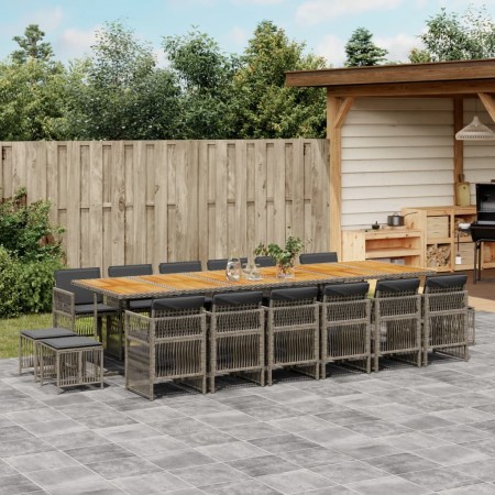 Set comedor de jardín 17 pzas y cojines ratán sintético gris | Foro24.es | Tu tienda online para hogar, jardín y más Foro24.es