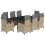 Set comedor de jardín 9 pzas con cojines ratán sintético beige by , Garden sets - Ref: Foro24-3213022, Price: 1,00 €, Discoun...