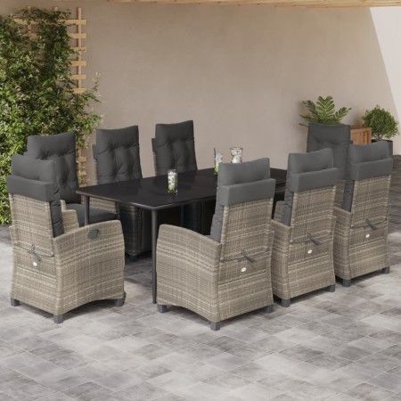 Set comedor de jardín 9 pzas cojines ratán sintético gris claro by , Garden sets - Ref: Foro24-3213036, Price: 1,00 €, Discou...
