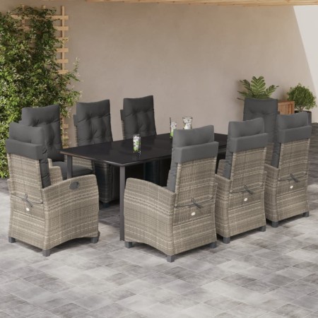 Set comedor de jardín 9 pzas cojines ratán sintético gris claro by , Garden sets - Ref: Foro24-3213043, Price: 1,00 €, Discou...
