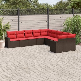 Set de sofás de jardín 10 pzas y cojines ratán sintético marrón von , Gartensets - Ref: Foro24-3219504, Preis: 700,76 €, Raba...