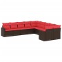 Set de sofás de jardín 10 pzas y cojines ratán sintético marrón von , Gartensets - Ref: Foro24-3219504, Preis: 700,76 €, Raba...