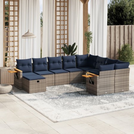Set de sofás de jardín 10 pzas con cojines ratán sintético gris | Foro24.es | Tu tienda online para hogar, jardín y más Foro24.es