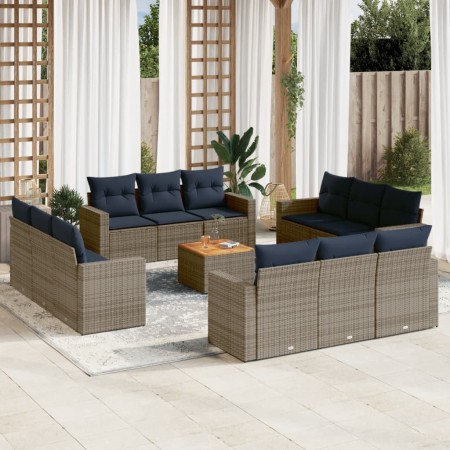Set sofás de jardín con cojines 13 piezas ratán sintético gris by , Garden sets - Ref: Foro24-3256390, Price: 1,00 €, Discoun...