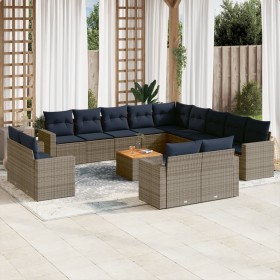 Set de sofás de jardín y cojines 14 pzas ratán sintético gris von , Gartensets - Ref: Foro24-3256733, Preis: 1,00 €, Rabatt: %