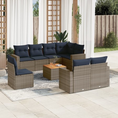 Set de sofás de jardín 9 pzas con cojines ratán sintético gris by , Garden sets - Ref: Foro24-3256551, Price: 674,89 €, Disco...
