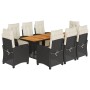 Set de comedor de jardín 9 pzas y cojines ratán sintético negro | Foro24.es | Tu tienda online para hogar, jardín y más Foro24.es