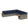 Set de sofás de jardín 10 pzas con cojines ratán sintético gris by , Garden sets - Ref: Foro24-3227195, Price: 742,89 €, Disc...