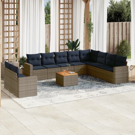 Set de sofás de jardín 11 pzas y cojines ratán sintético gris by , Garden sets - Ref: Foro24-3256530, Price: 806,36 €, Discou...