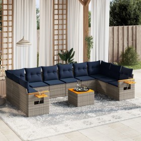 Set de sofás de jardín 11 pzas y cojines ratán sintético gris by , Garden sets - Ref: Foro24-3227174, Price: 776,46 €, Discou...