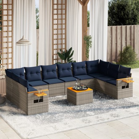 Set de sofás de jardín 11 pzas y cojines ratán sintético gris | Foro24.es | Tu tienda online para hogar, jardín y más Foro24.es