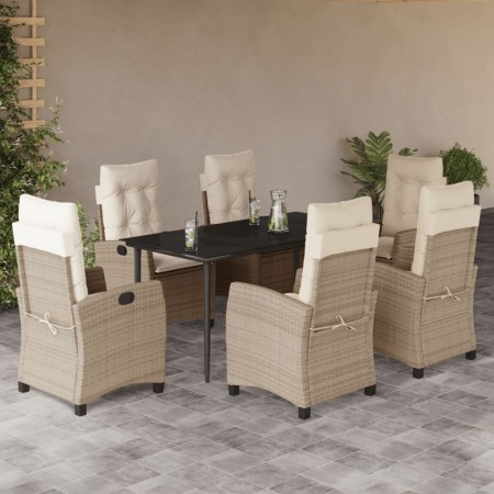 Set comedor de jardín 7 pzas con cojines ratán sintético beige | Foro24.es | Tu tienda online para hogar, jardín y más Foro24.es