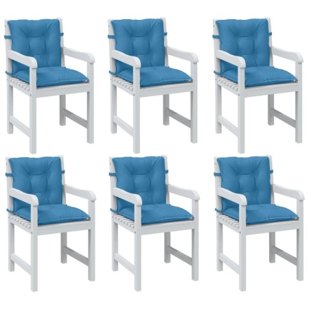 Cojines silla respaldo bajo 6 ud tela azul melange 100x50x7 cm by , Cushions for chairs and sofas - Ref: Foro24-4002393, Pric...