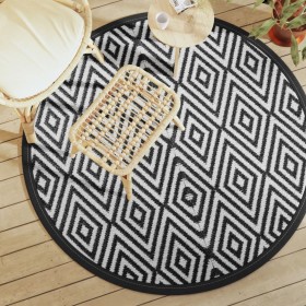 Alfombra de exterior ARAKIL blanco y negro Ø160 cm PP de , Protectores para exterior - Ref: Foro24-368475, Precio: 33,52 €, D...