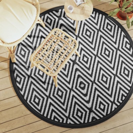 Alfombra de exterior ARAKIL blanco y negro Ø160 cm PP von , Outdoor-Protektoren - Ref: Foro24-368475, Preis: 33,52 €, Rabatt:...