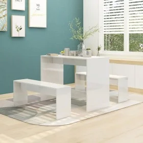 3-piece dining set made of glossy white plywood by vidaXL, Furniture sets for kitchens and dining rooms - Ref: Foro24-809482,...