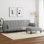 Sofá cama de 2 plazas con taburete tela gris claro | Foro24.es | Tu tienda online para hogar, jardín y más Foro24.es